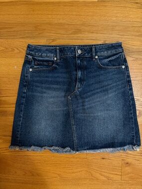 LOFT Jean Skirt in Deep Indigo with Contrast Stitching